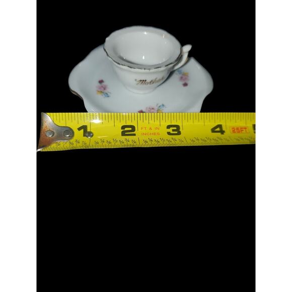 MINIATURE MOTHER TEA CUP AND SAUCER WITH GOLD ACCENTS MINI SET JAPAN - Picture 3 of 6